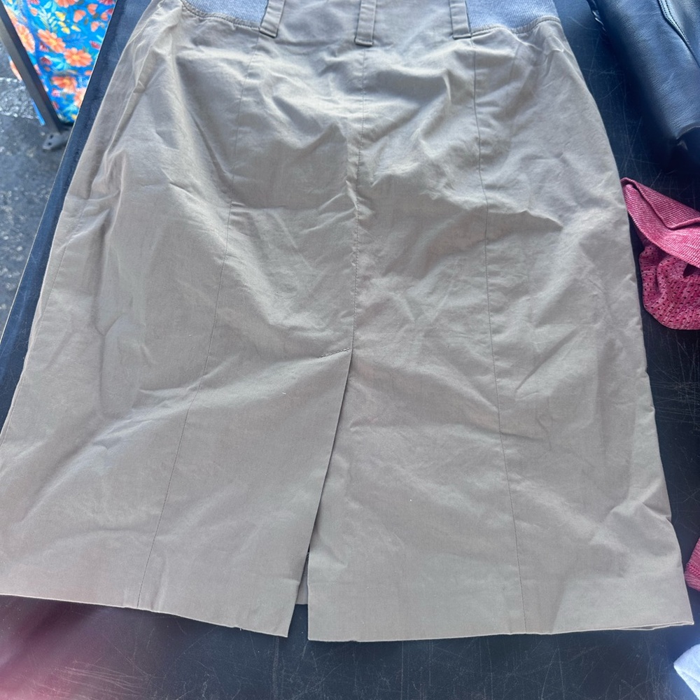 Brunello Cucinelli Taupe Pencil Skirt with Center Vent